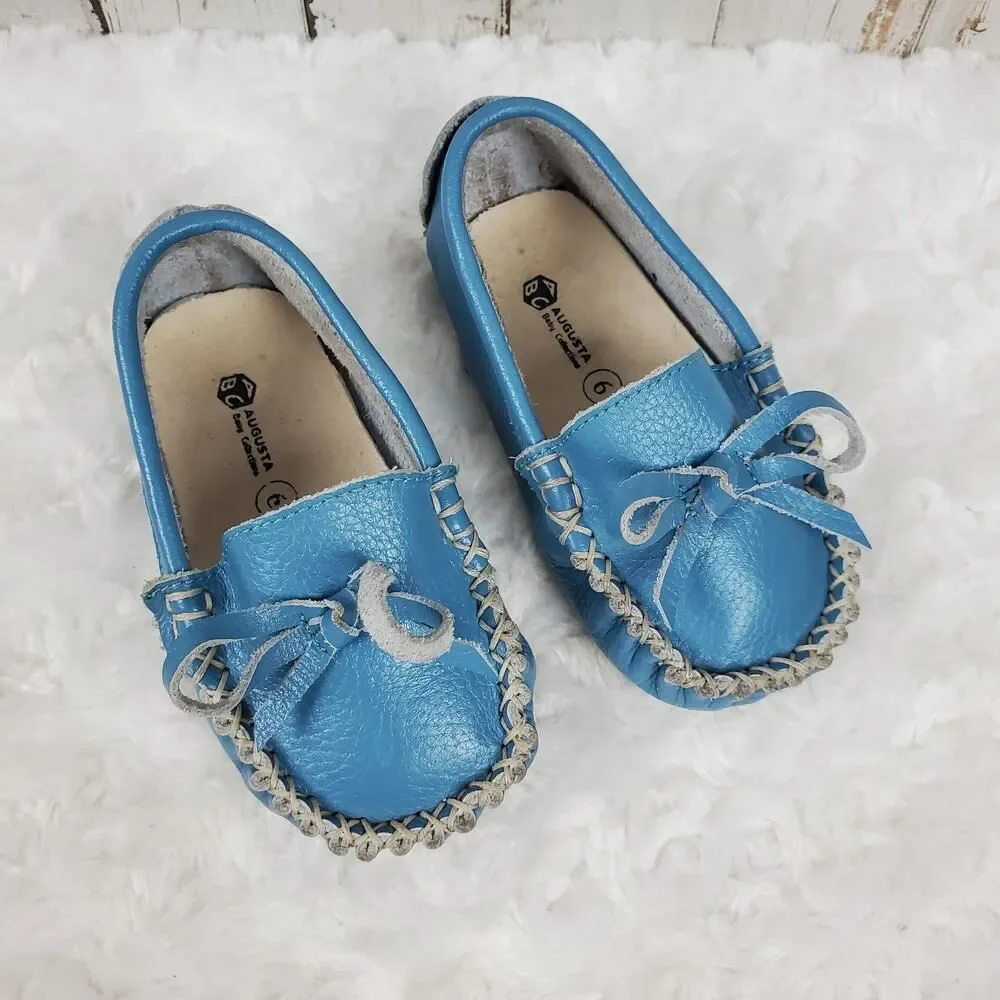 Augusta Baby Leather Moccasin Loafers Blue Size 6